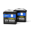 2 Pack WattCycle 12V 100Ah Mini LiFePO4 Batteries with Bluetooth