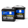 2 pcs WattCycle 12V 100Ah Mini LiFePO4 Batteries with Bluetooth