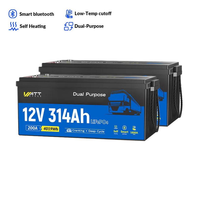 WattCycle 12V 314Ah dvonamjenska pomorska pogonska baterija s Bluetoothom & Samozagrijavanje