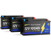 3 pcs WattCycle 12V 100Ah Dual Purpose Marine Battery with Bluetooth and Self-heating