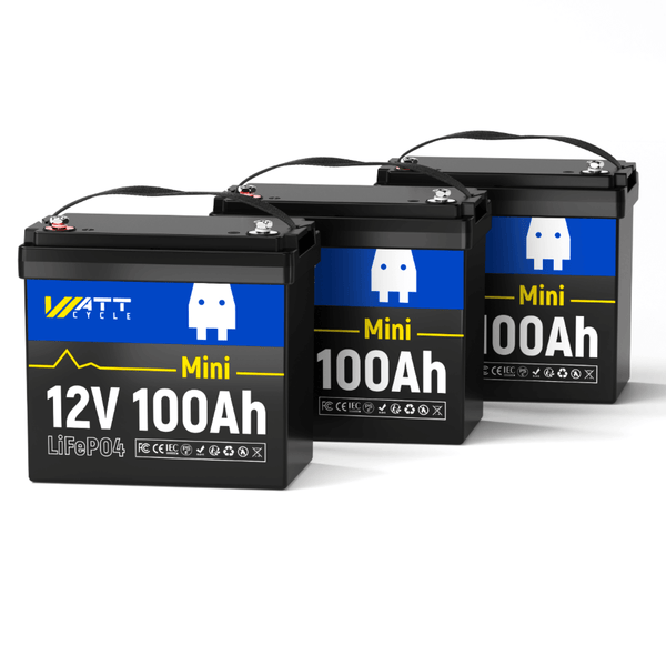3 pcs WattCycle 12V 100Ah Mini deep cycle batteries