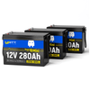 3 pcs WattCycle 12V 280Ah Mini Lithium Leisure Batteries with Bluetooth