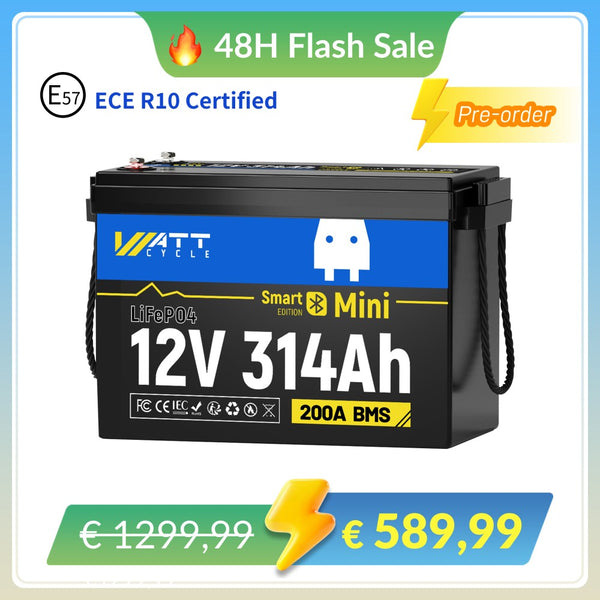 【⚡ Prednaročilo】WattCycle 12V 314Ah Mini LiFePO4 baterija z Bluetoothom | Certificirano ECE R10