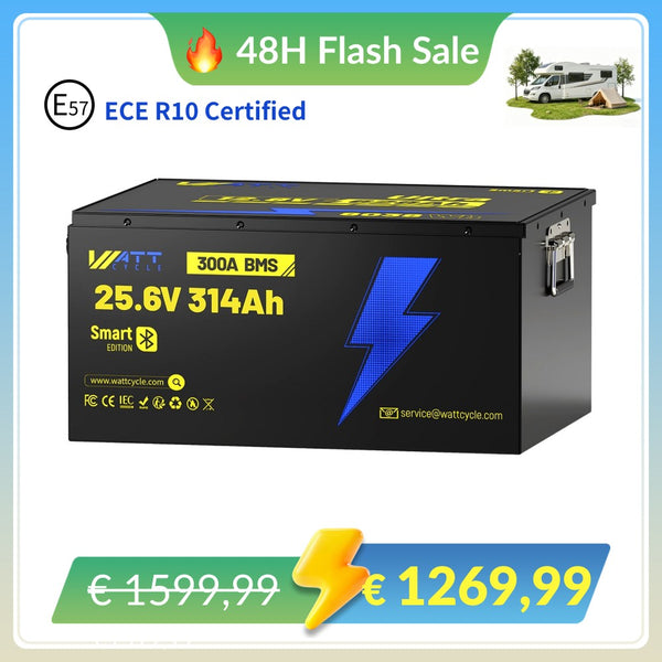 【🔥 48H Flash Sale】WattCycle 24V 314Ah Ultra LiFePO4 Battery with Bluetooth | ECE R10 Certified