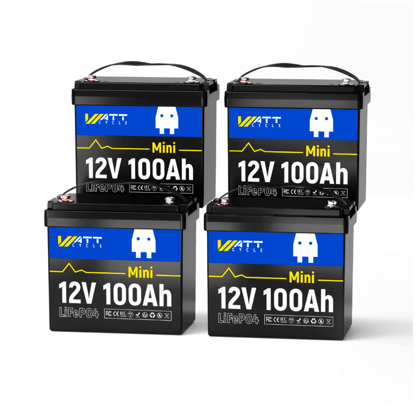 4 pcs WattCycle 12V 100Ah Mini deep cycle batteries