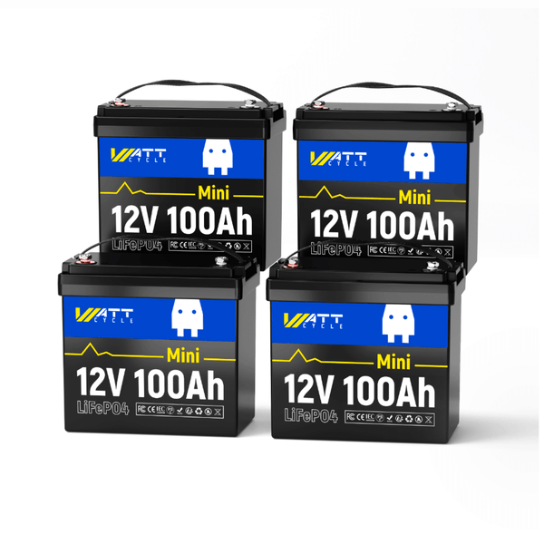 4 pcs WattCycle 12V 100Ah Mini deep cycle batteries