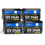 4pcs of WattCycle 12V 314Ah Mini Self Heating Battery with Bluetooth