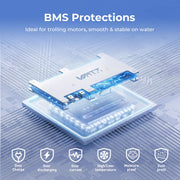 50A BMS of WattCycle 24V 50Ah Deep Cycle Marine Battery for Trolling Motor