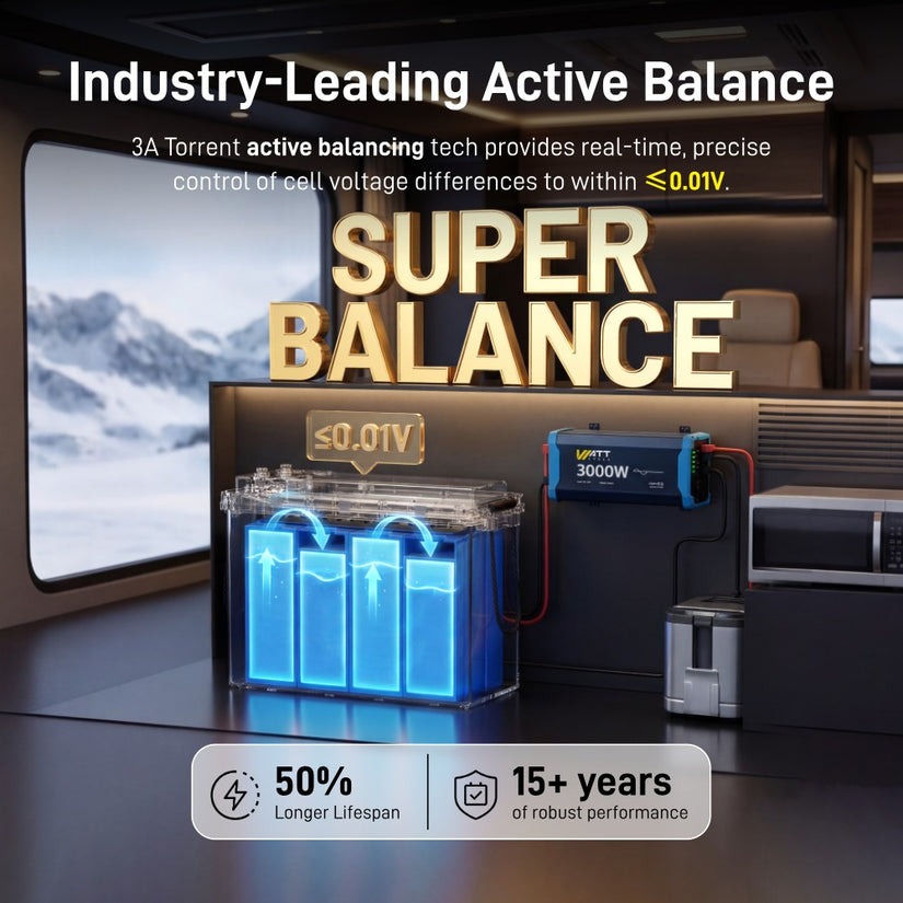 Advanced 3A Active Blance of WattCycle 12V 314Ah Mini Super LiFePO4 Battery with Bluetooth Active Balance