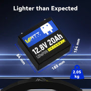 Battery Size and weight of WattCycle 12V 20Ah battery