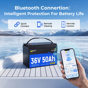 Bluetooth Function of WattCycle 36V 50Ah Deep Cycle Marine Battery for Trolling Motor