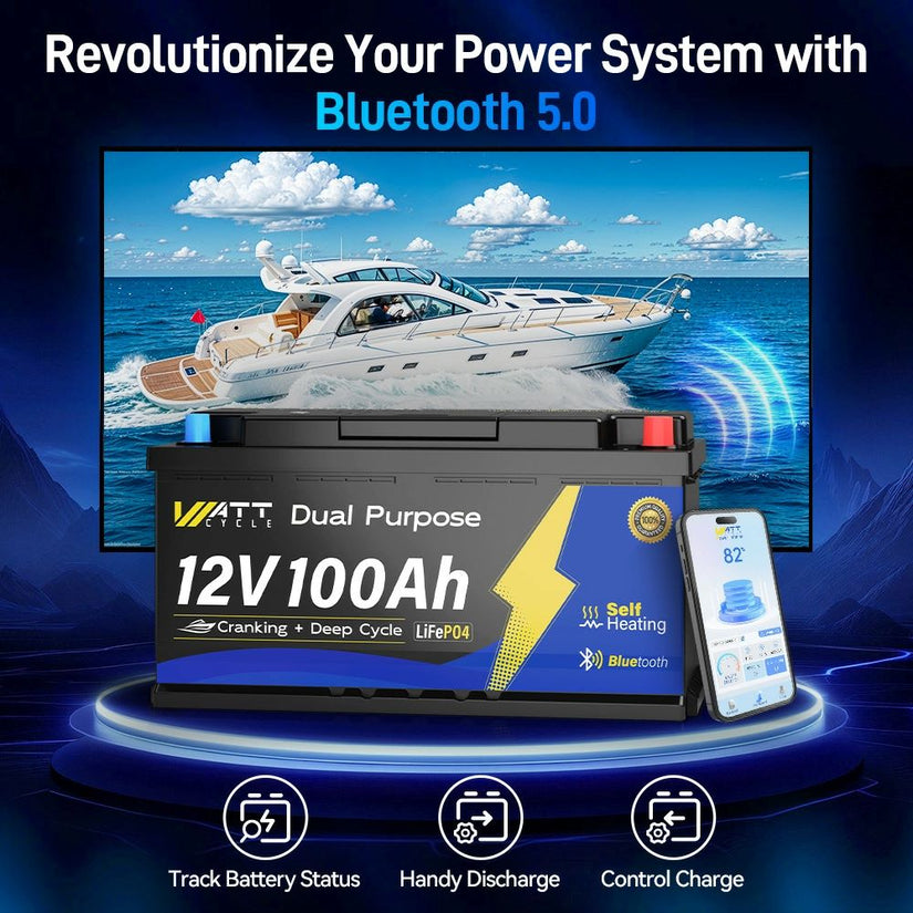 Bluetooth function of WattCycle 12V 100Ah Dual Purpose Marine Battery with Bluetooth and Self-heating