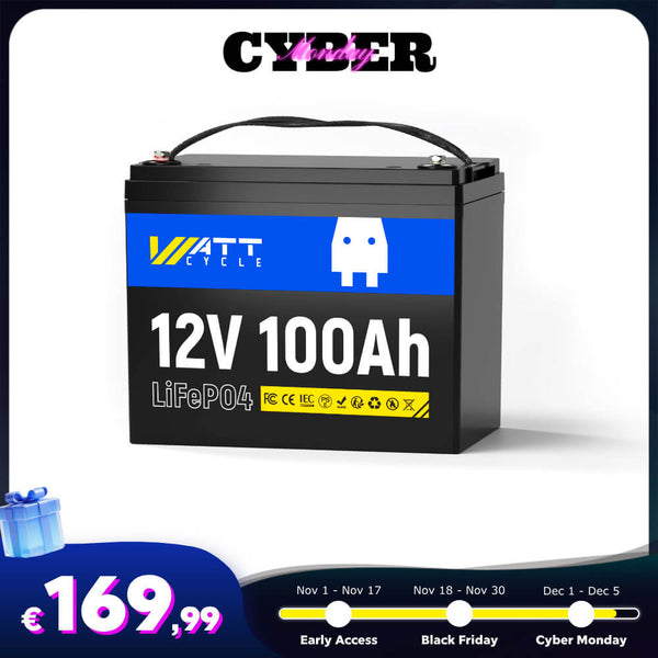 【🛒 【Cyber ​​Monday】Bateria WattCycle 12V 100Ah Deep Cycle LiFePO4