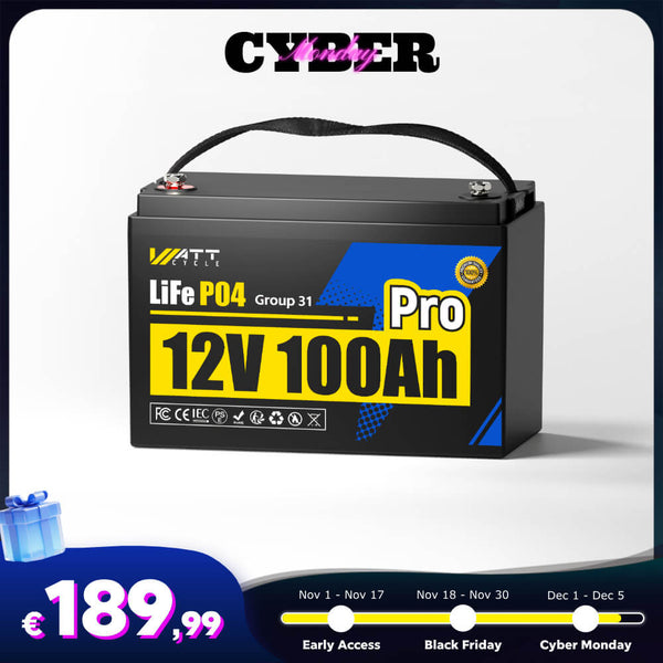 【🛒 Cyber Monday】WattCycle 12V 100Ah Pro Lithium Leisure Battery with 110A BMS