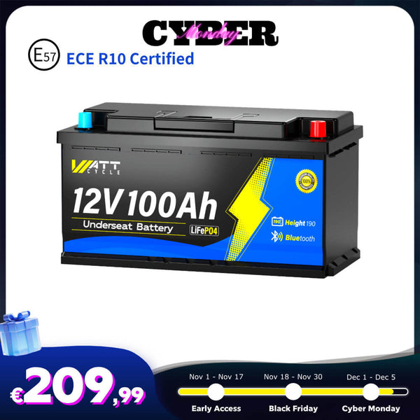 【🛒 Kibernetski ponedeljek】Akumulator za avtodome WattCycle 12V 100Ah z Bluetoothom | DIN H8
