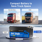 WattCycle 24V 314Ah Dual Purpose Truck Battery with Bluetooth & Self-heating