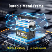 Durable metal frame of WattCycle 12V 314Ah Mini Self Heating Battery with Bluetooth