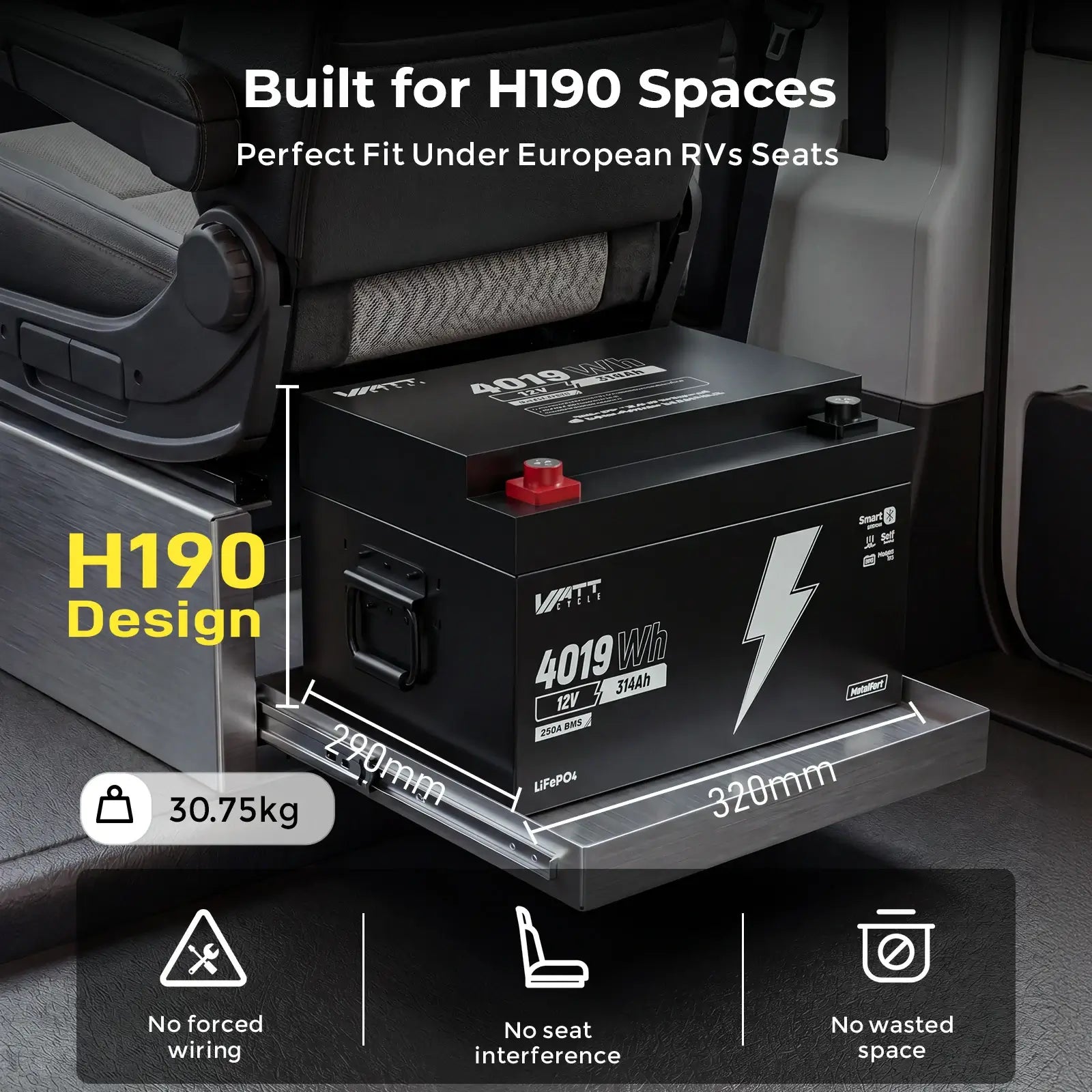 【⚡ Pre-order】WattCycle 12V 314Ah Campervan Leisure Battery with Self Heating | ECE R10 Certified