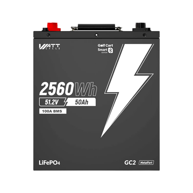WattCycle 48V 50Ah GC2 LiFePO4 Battery with Bluetooth & Free Monitor