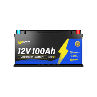 WattCycle 12V 100Ah Camper Underseat LiFePO4 Battery with Self-heating