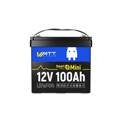 WattCycle 12V 100Ah Mini LiFePO4 Battery with Bluetooth | ECE R10 Certified