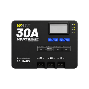 WattCycle 12V/24V 30A Solar Charge Controller MPPT