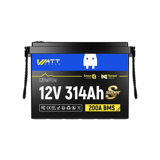 WattCycle 12V 314Ah Mini Super LiFePO4 Battery with Bluetooth & Active Balance with ECE R10 Certified