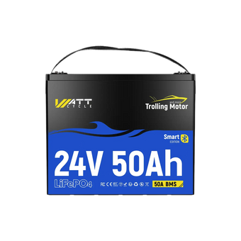 Navigation Transparent Image WattCycle 24V 50Ah Deep Cycle Marine Battery for Trolling Motor