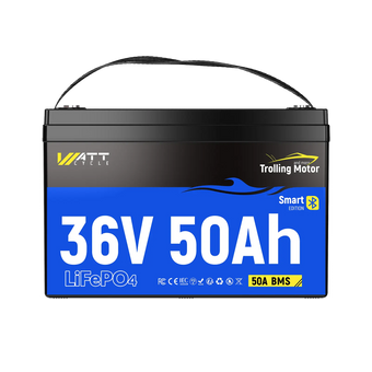Navigation Transparent Image WattCycle 36V 50Ah Deep Cycle Marine Battery for Trolling Motor