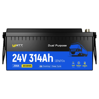 WattCycle 24V 314Ah Dual Purpose Truck Battery with Bluetooth & Self-heating