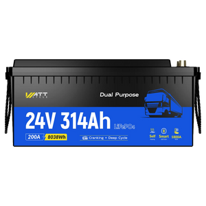 WattCycle 24V 314Ah Dual Purpose Truck Battery with Bluetooth & Self-heating