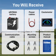 ⚡Pre-sale⚡WattCycle 48V 50Ah GC2 LiFePO4 Battery with Bluetooth & Free Monitor
