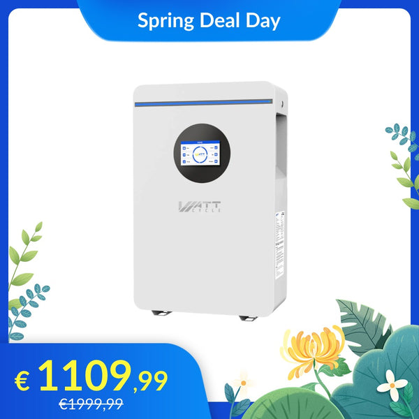 【⚡ Vorbestellung】WattCycle 48V 100Ah Wandmontierte Solarbatterie mit aktivem Balancer &Bluetooth