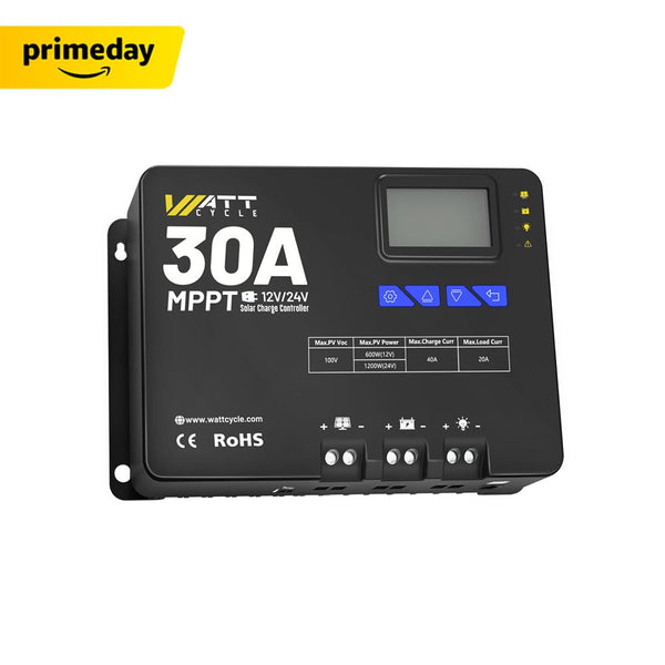 WattCycle 12V24V 30A Solar Charge Controller MPPT - Prime big deal days