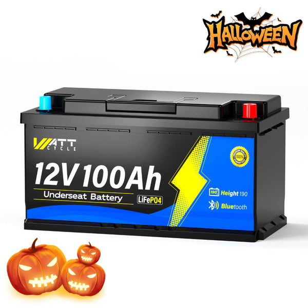 【👻 Friandises d'Halloween : Batterie de camping-car WattCycle 12 V 100 Ah avec Bluetooth | DIN H8