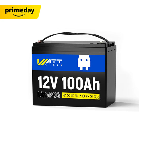 WattCycle 12V 100Ah Deep Cycle LiFePO4 Battery - Prime Big Deal Days