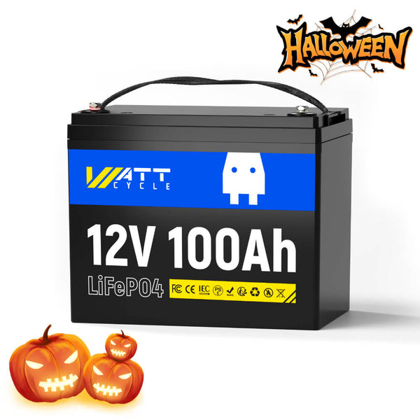 WattCycle 12V 100Ah Deep Cycle LiFePO4 Battery - Spooky Halloween Sale
