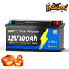 【⚡ Flash Sale】WattCycle 12V 100Ah Dual Purpose Marine Battery with Bluetooth and Self-heating