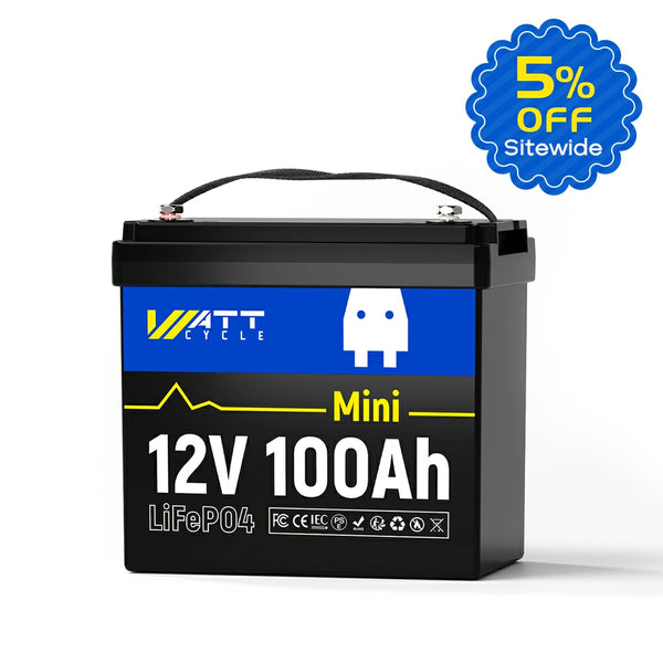 WattCycle 12V 100Ah Mini LFP battery - Earth Day Sale 5% OFF