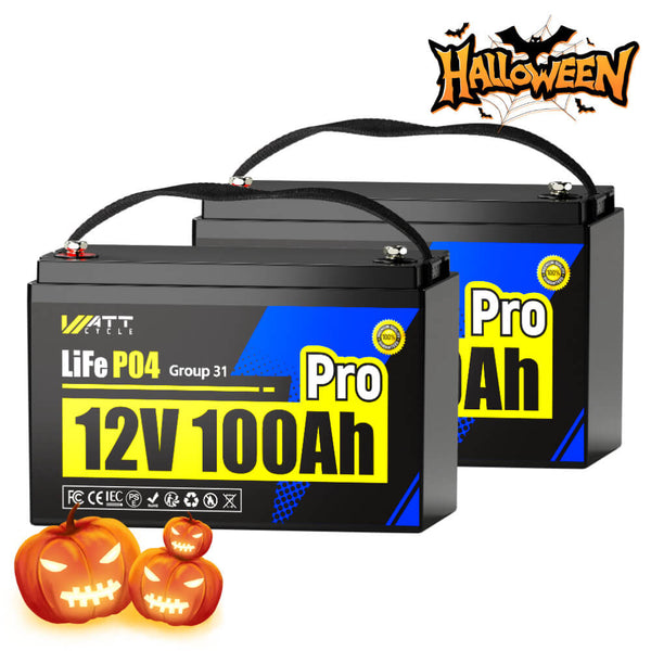 【👻 Halloween Treats】WattCycle 12V 100Ah Pro LiFePO4 Leisure Battery with 110A BMS