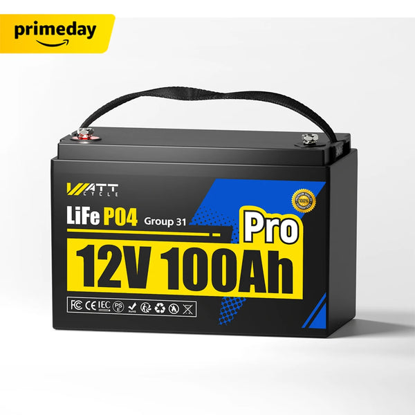WattCycle 12V 100Ah Pro Lithium Leisure Battery with 110A BMS - Prime Big Deal Days