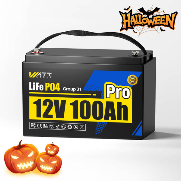 【👻 Priboljški za noč čarovnic】WattCycle 12V 100Ah Pro litijeva baterija za prosti čas z 110A BMS
