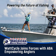 WattCycle 12V 100Ah deep cycle trolling motor battery with ABA Bass Anglers