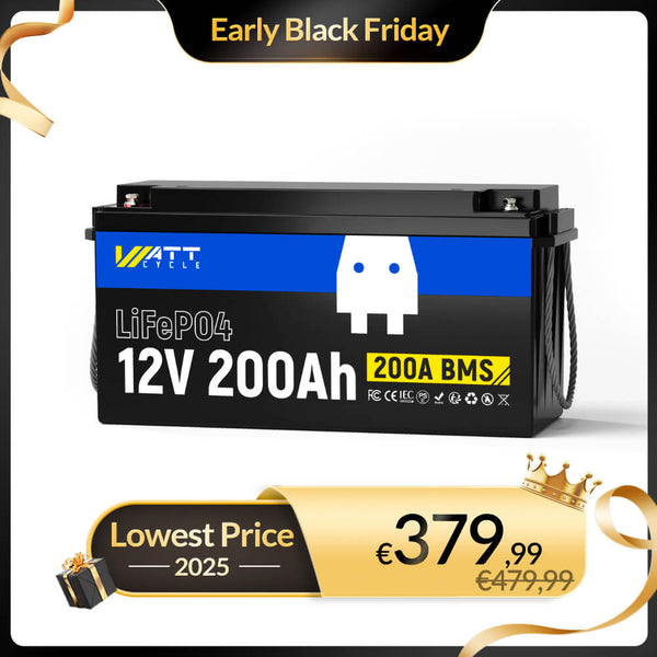WattCycle 12V 200Ah LiFePO4 Battery 200A BMS - Early Black Friday