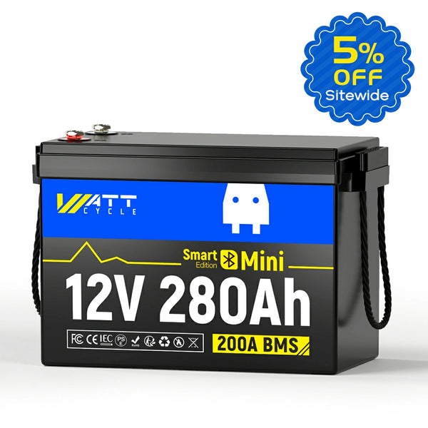 WattCycle 12V 280Ah Mini Bluetooth LFP battery - Earth Day Sale 5% OFF