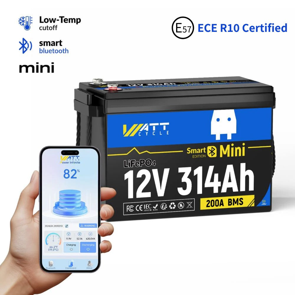 WattCycle 12V 314Ah Mini Self Heating Battery with Bluetooth with ECE R10 Certified