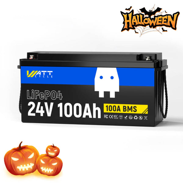 WattCycle 24V 100Ah LiFePO4 Battery - Spooky Halloween Sale