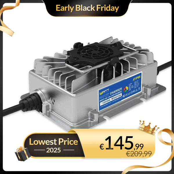 【💎 Early Black Friday】WattCycle 24V 15A AC-DC LiFePO4 Battery Charger