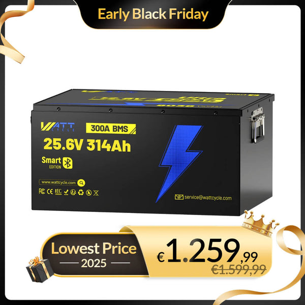 WattCycle 24V 314Ah Ultra Bluetooth LiFePO4 Battery - Early Black Friday