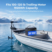 WattCycle 36V 50Ah Deep Cycle Marine Battery for Trolling Motor Fits 100-120lb Trolling Motor